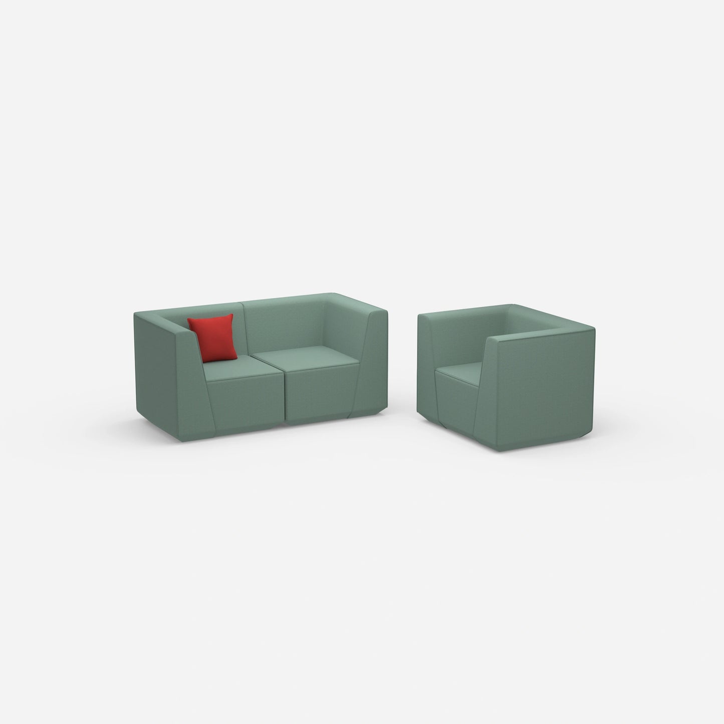 Canapé modulaire avec fauteuil vu de côté