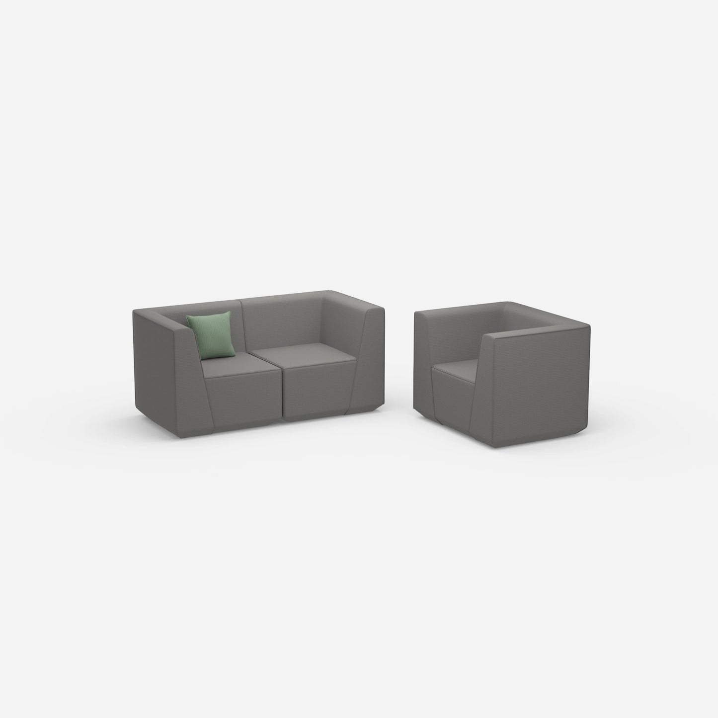 Canapé modulaire avec fauteuil vu de côté