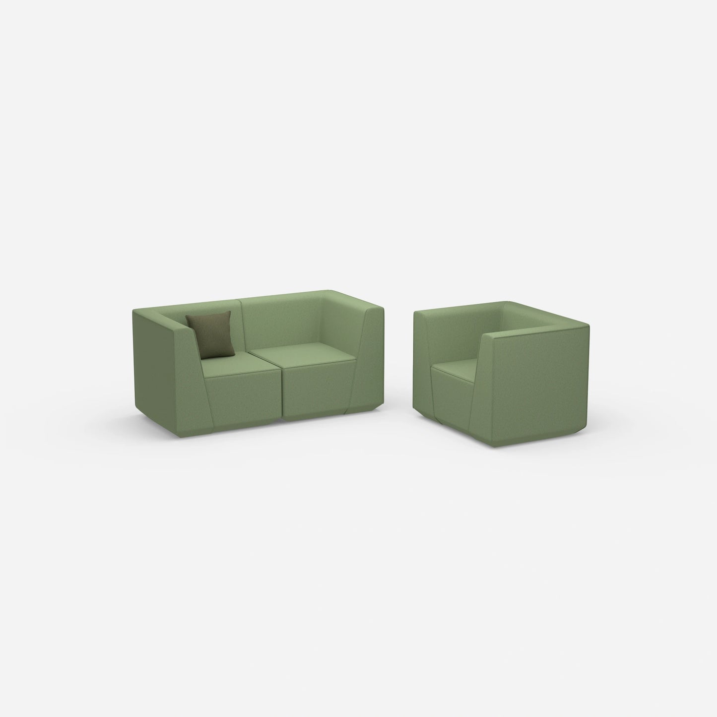 Canapé modulaire avec fauteuil vu de côté