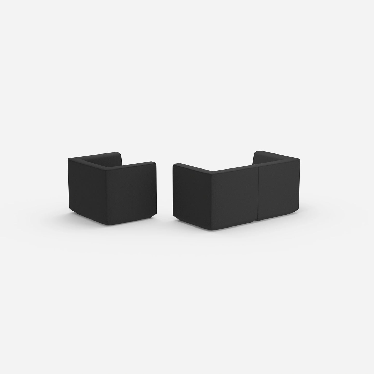 Canapé modulaire avec fauteuil vu de l'arrière