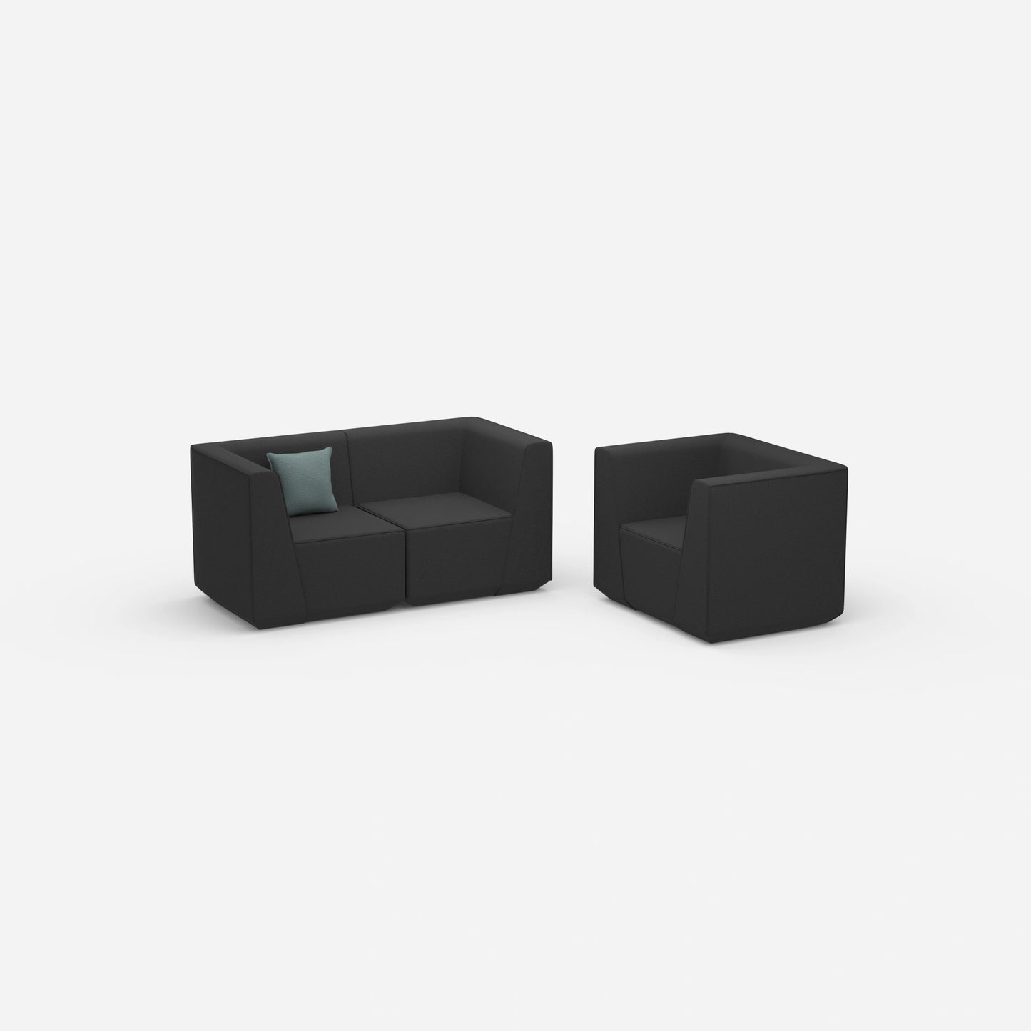 Canapé modulaire avec fauteuil vu de côté