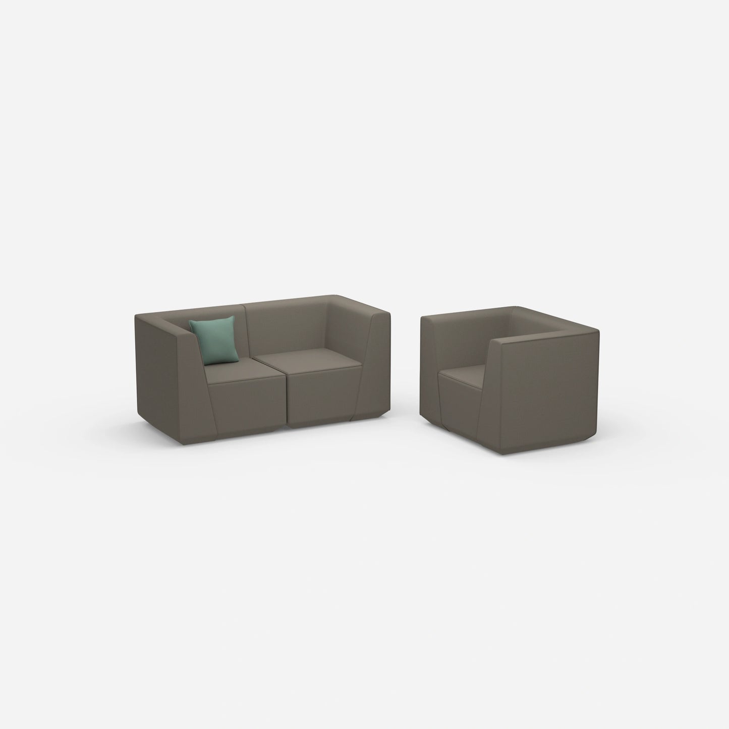 Canapé modulaire avec fauteuil vu de côté