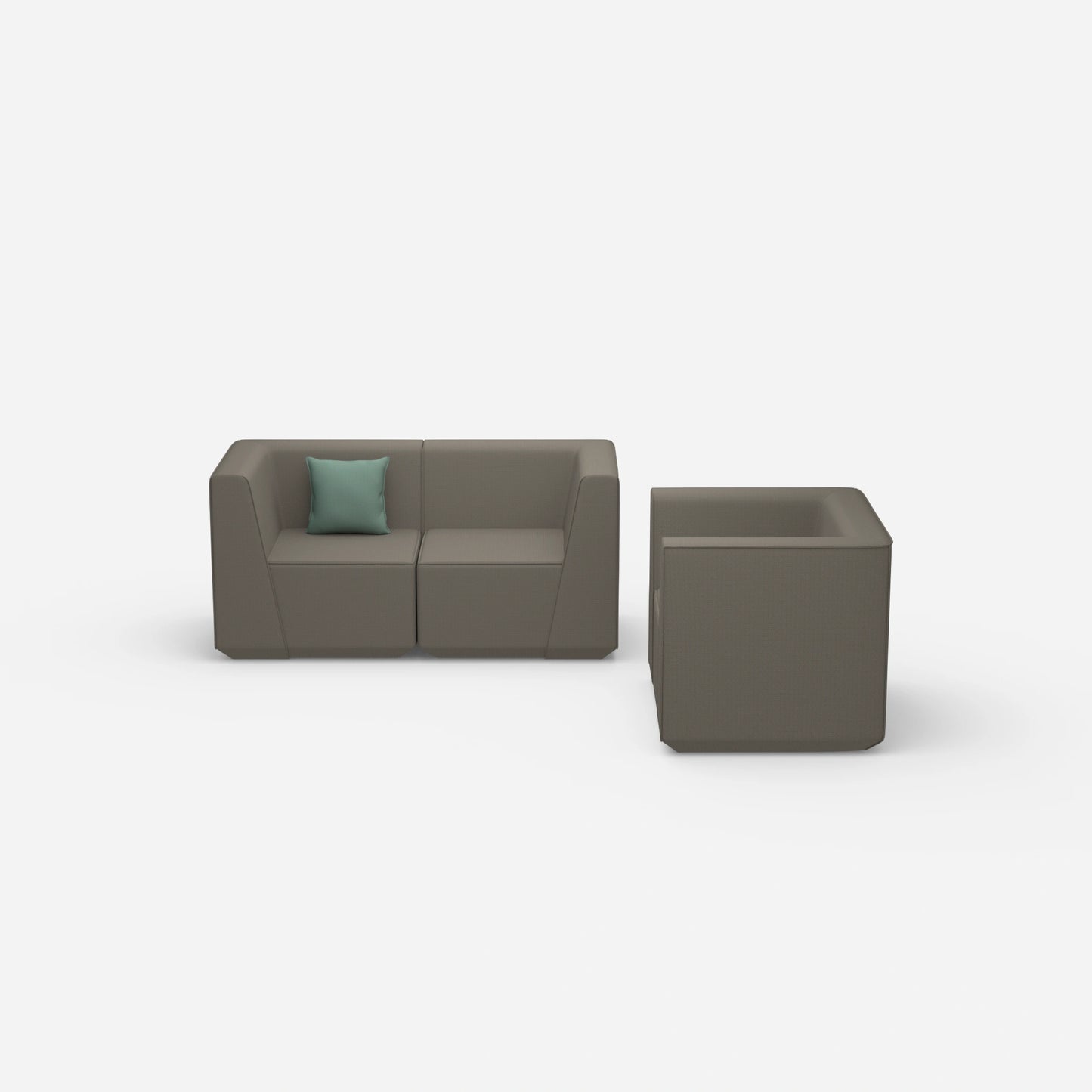 Canapé modulable avec fauteuil de face