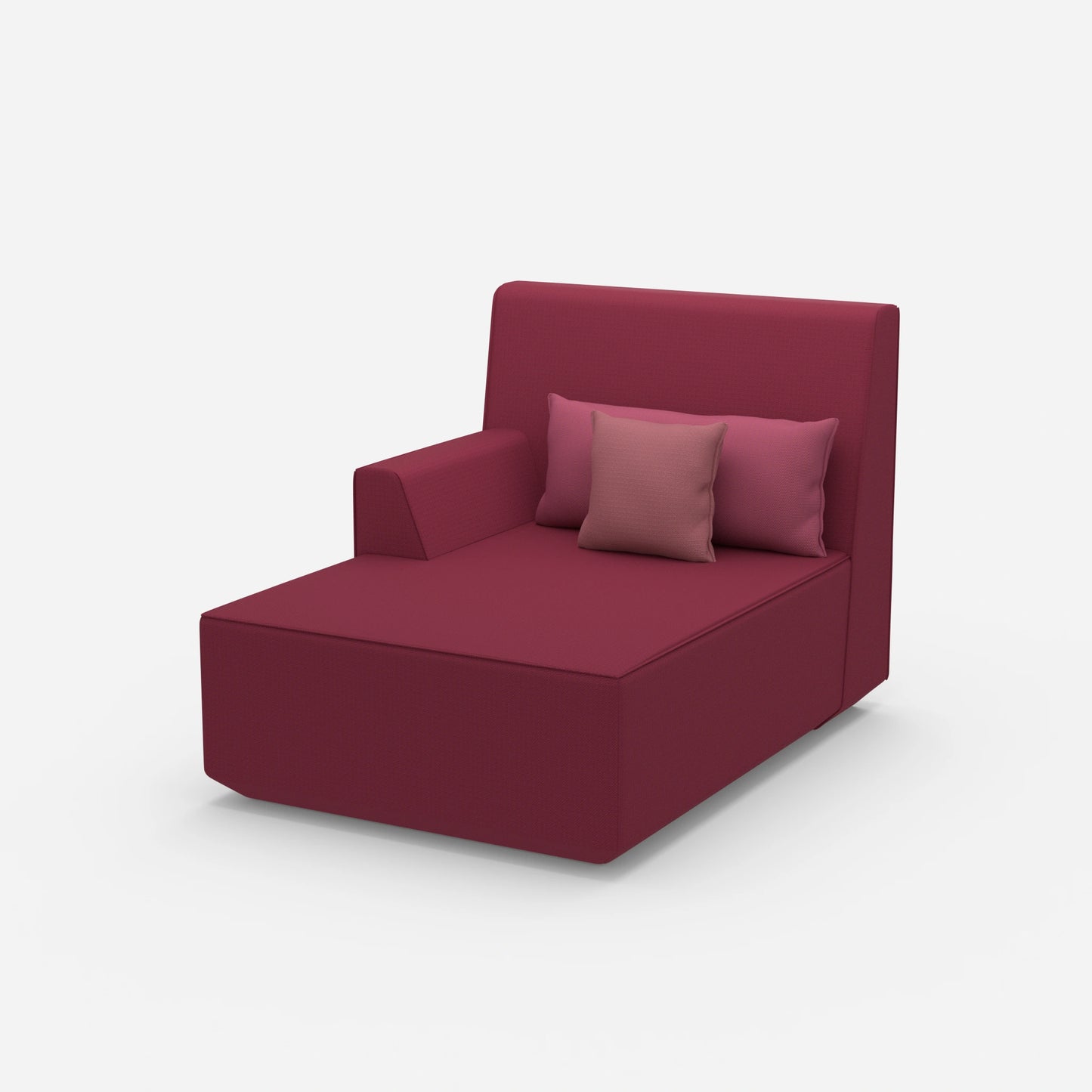 Chaise longue rose de 100 cm de large sur le côté