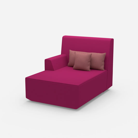 Chaise longue rose de 100 cm de large sur le côté