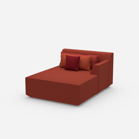 Chaise longue rouge de 120 cm de large de côté