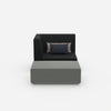 Fauteuil et tabouret modernes vus de face