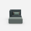 Fauteuil et tabouret modernes vus de face
