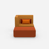 Fauteuil et tabouret modernes vus de face