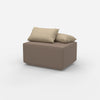 Pouf d'assise taupe moderne vu de côté