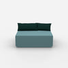 Pouf turquoise vu de face