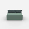 Pouf turquoise vu de face