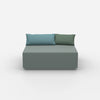 Pouf turquoise vu de face