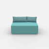 Pouf turquoise vu de face