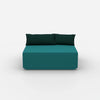 Pouf turquoise vu de face