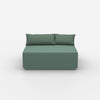 Pouf turquoise vu de face