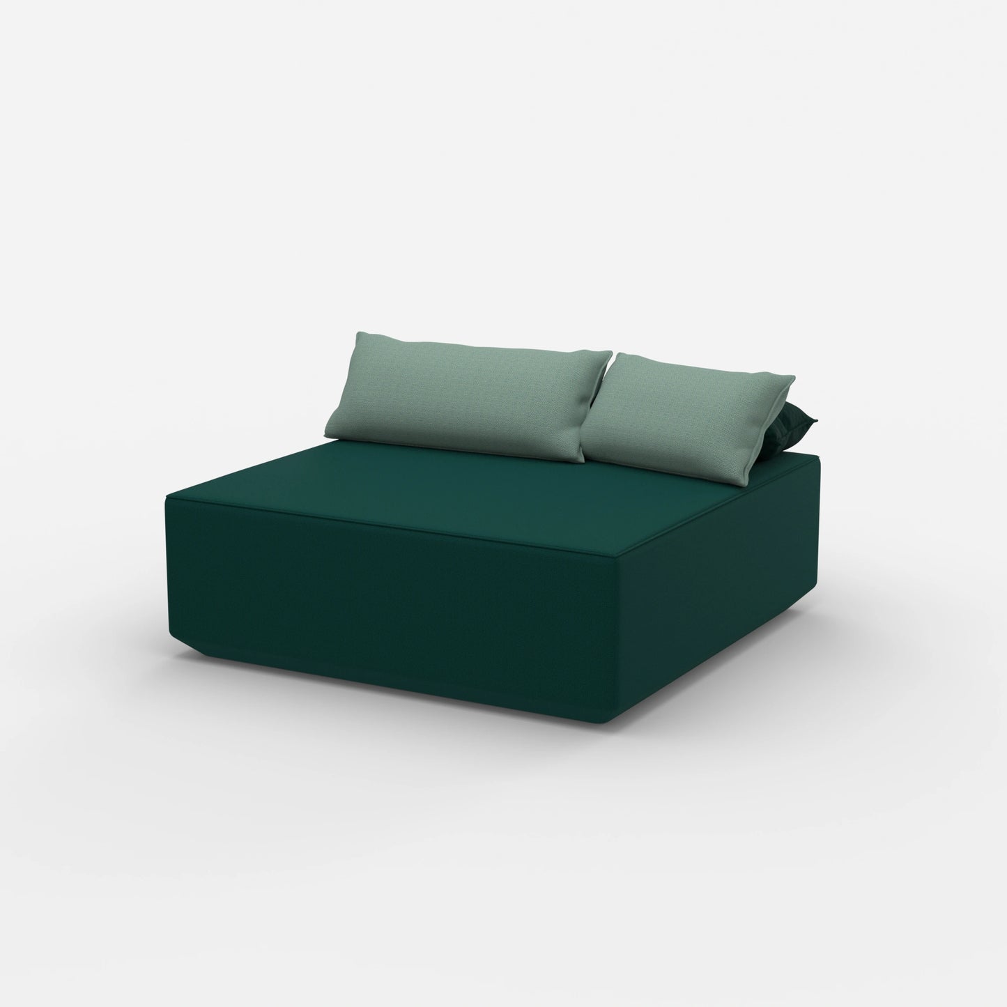 Pouf turquoise vu de côté