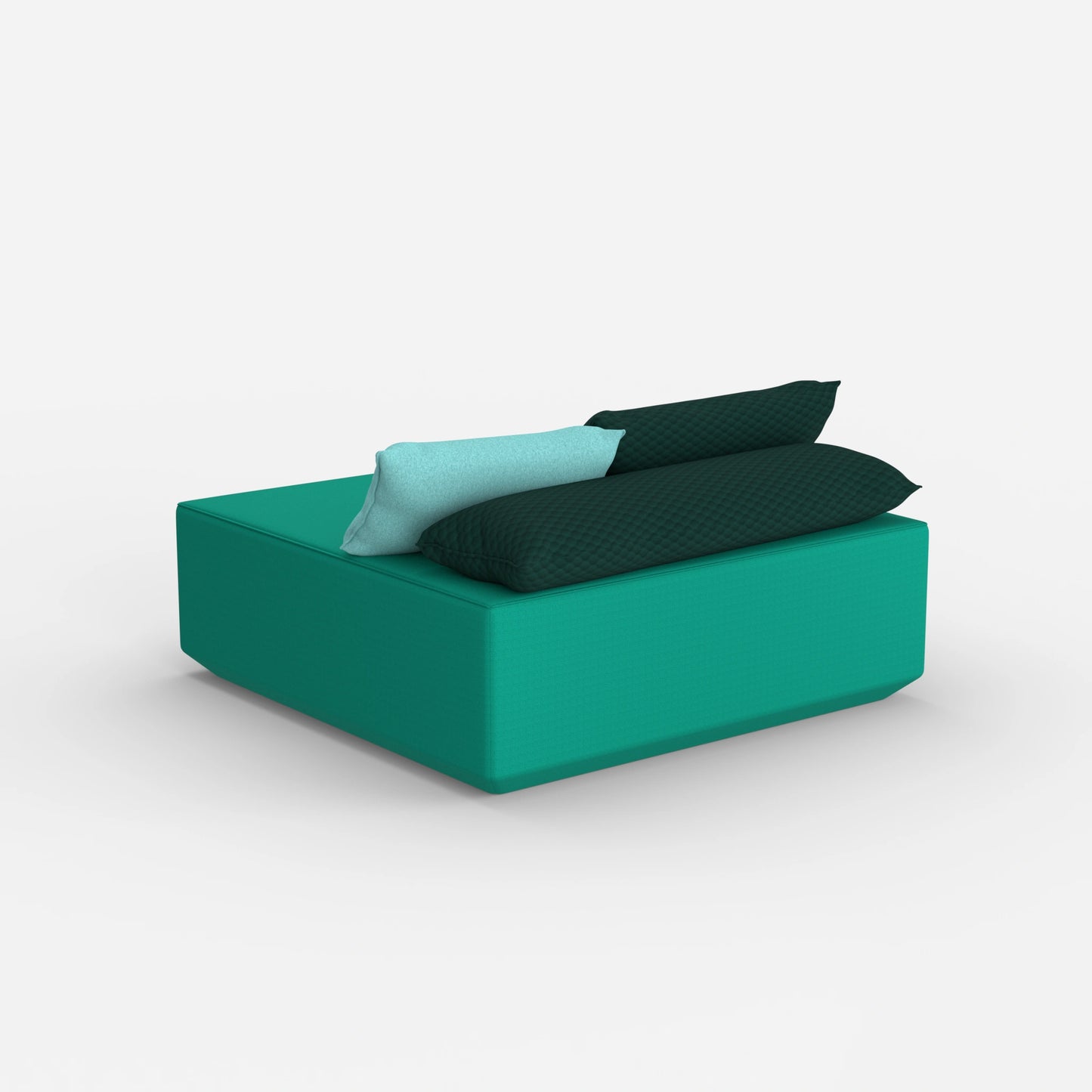 Pouf turquoise de derrière