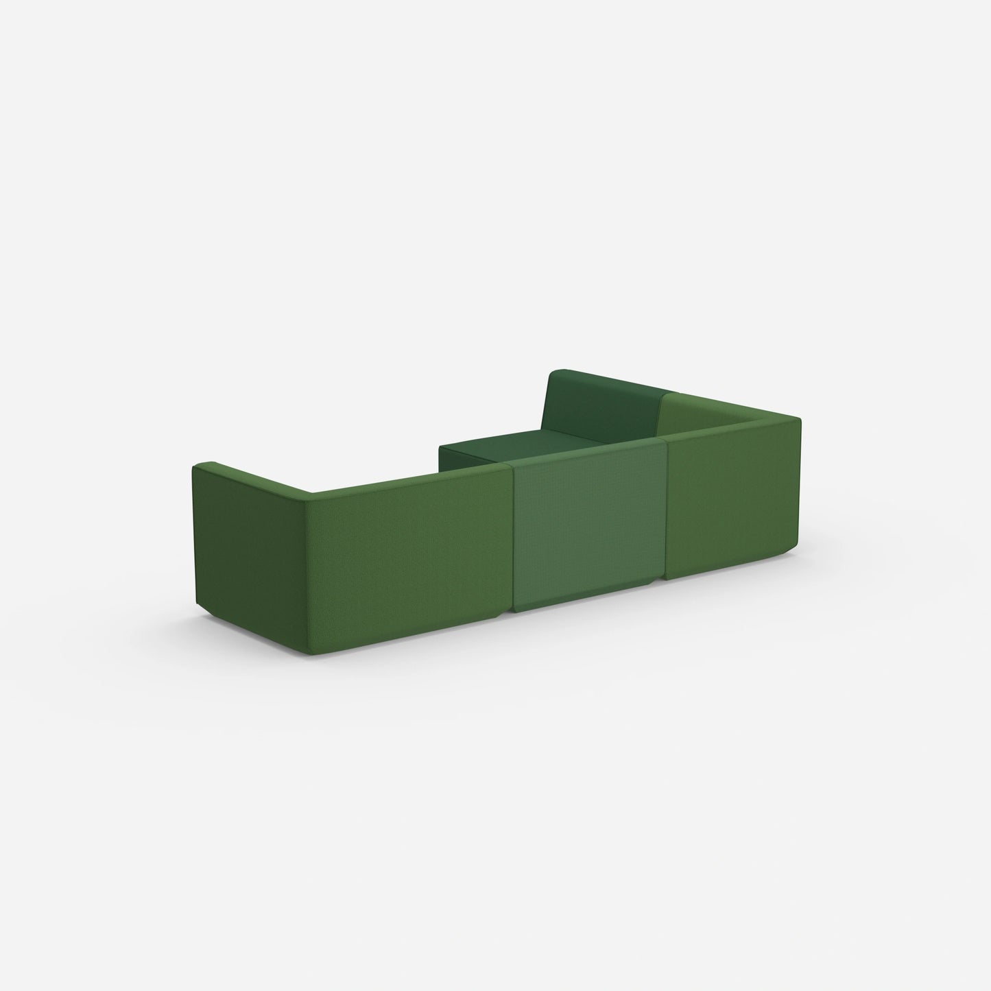 Divano ad angolo in verde da dietro