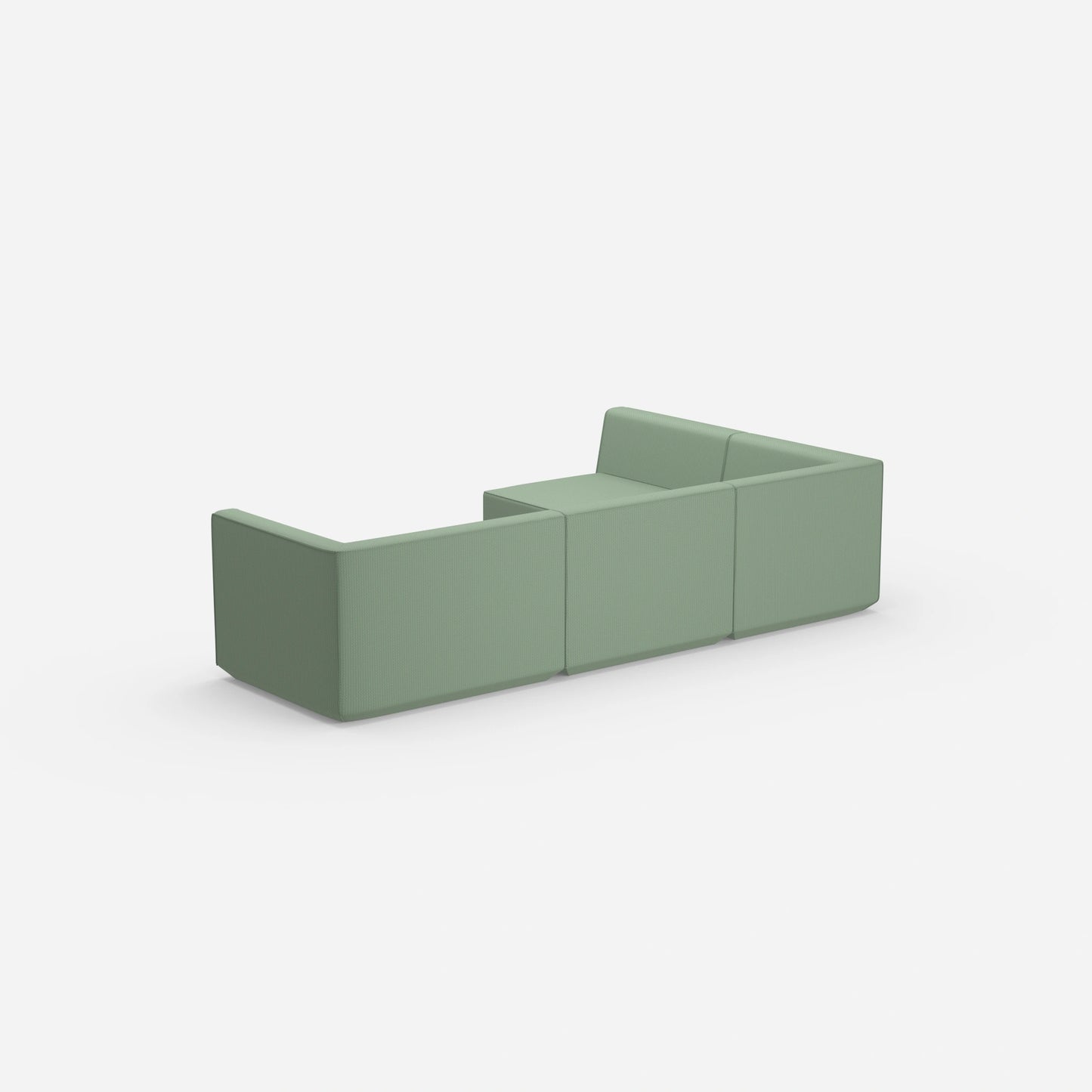 Divano ad angolo in verde da dietro