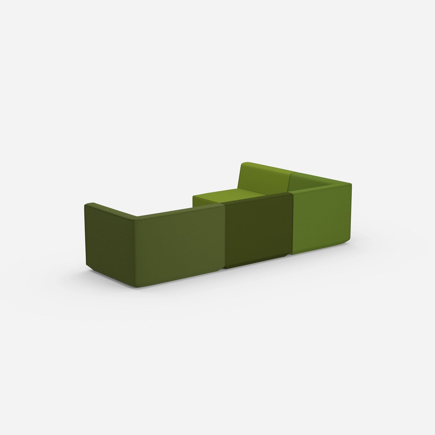 Divano ad angolo in verde da dietro