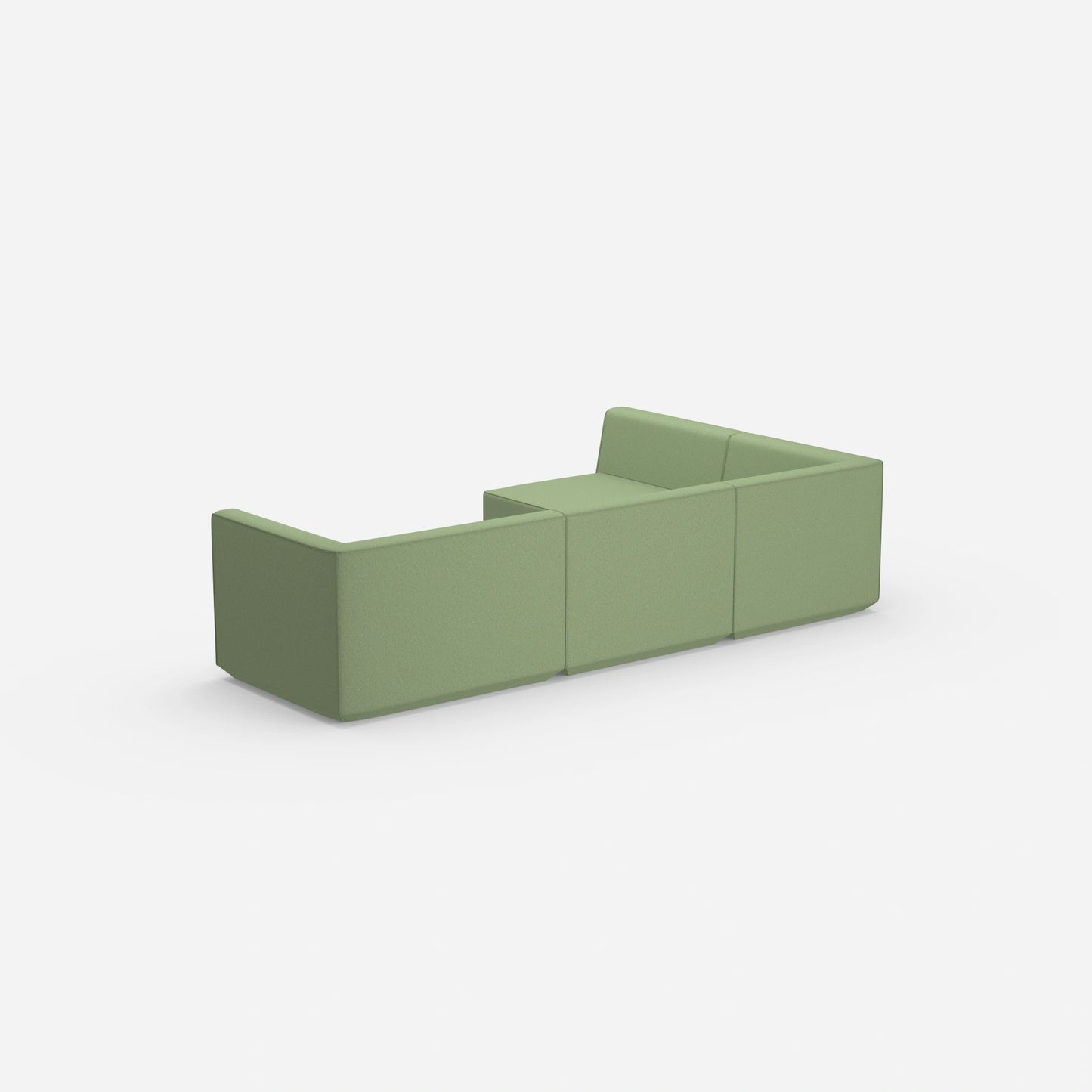 Divano ad angolo in verde da dietro