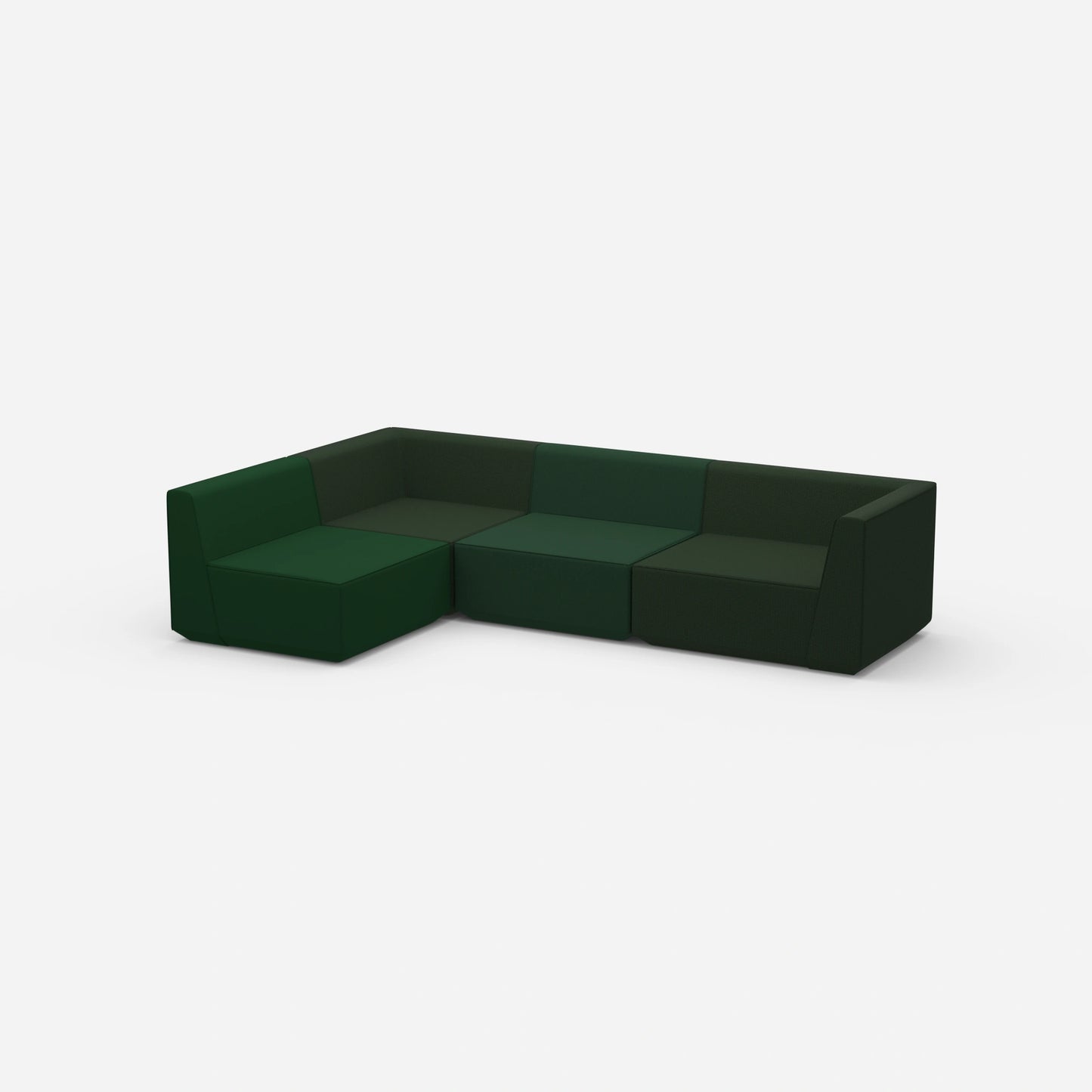 Divano angolare in verde visto di lato