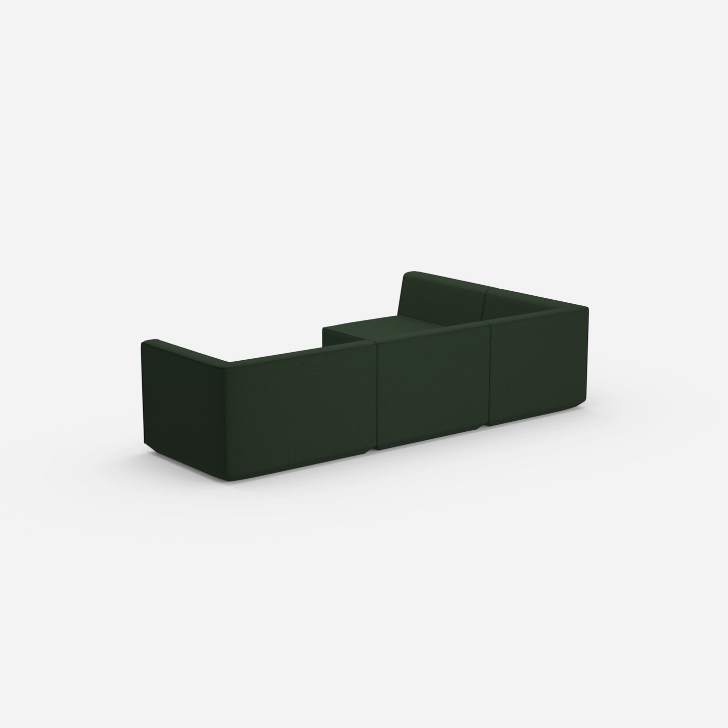 Divano ad angolo in verde da dietro