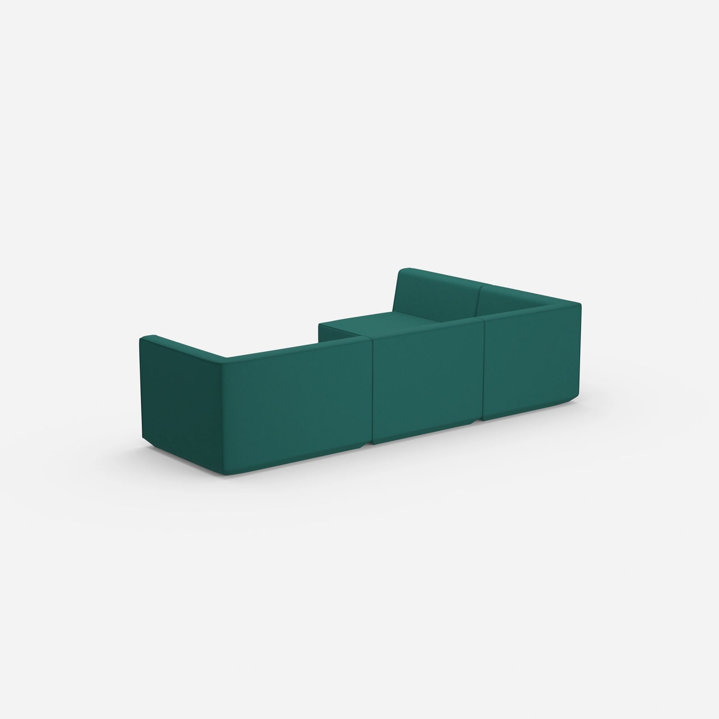 Divano ad angolo in verde da dietro