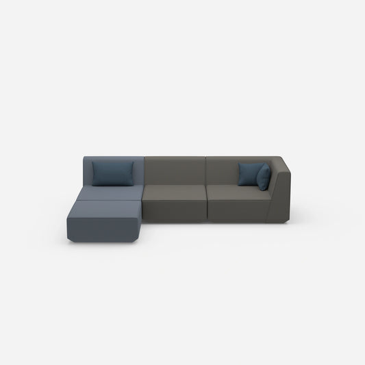 Divano angolare configurabile frontalmente