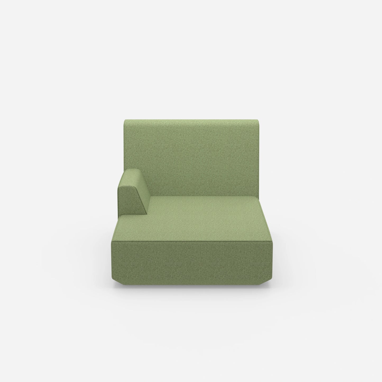 Chaise longue verde vista frontale
