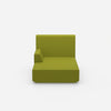 Chaise longue verde vista frontale