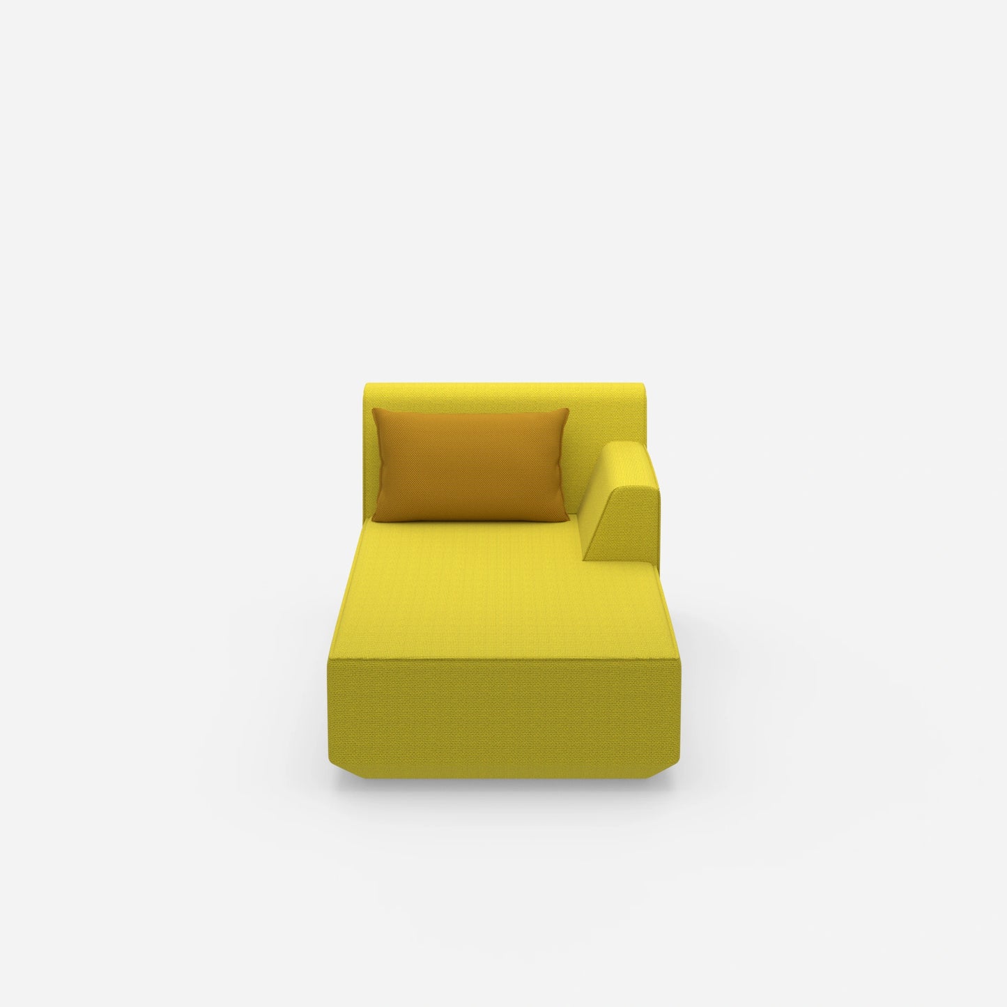 Chaise longue moderna in giallo vista frontale