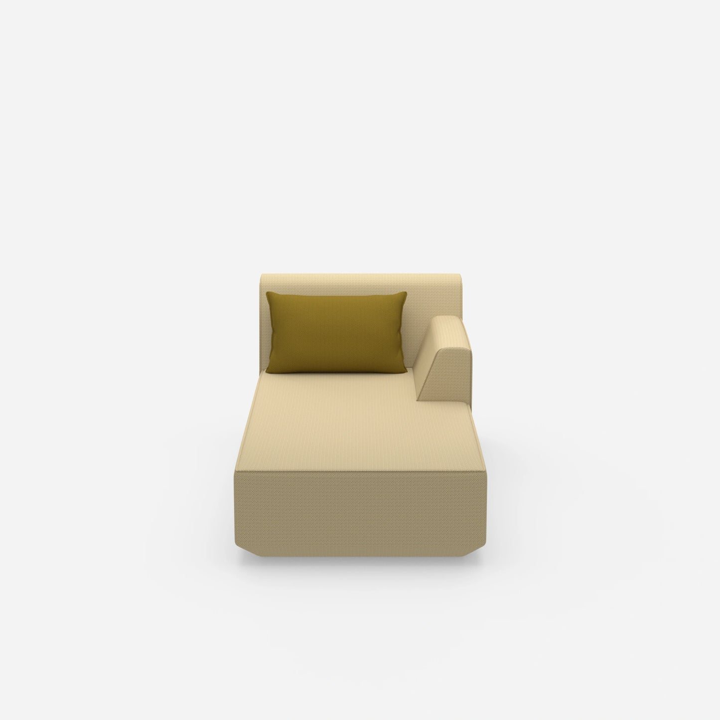 Chaise longue moderna in giallo vista frontale