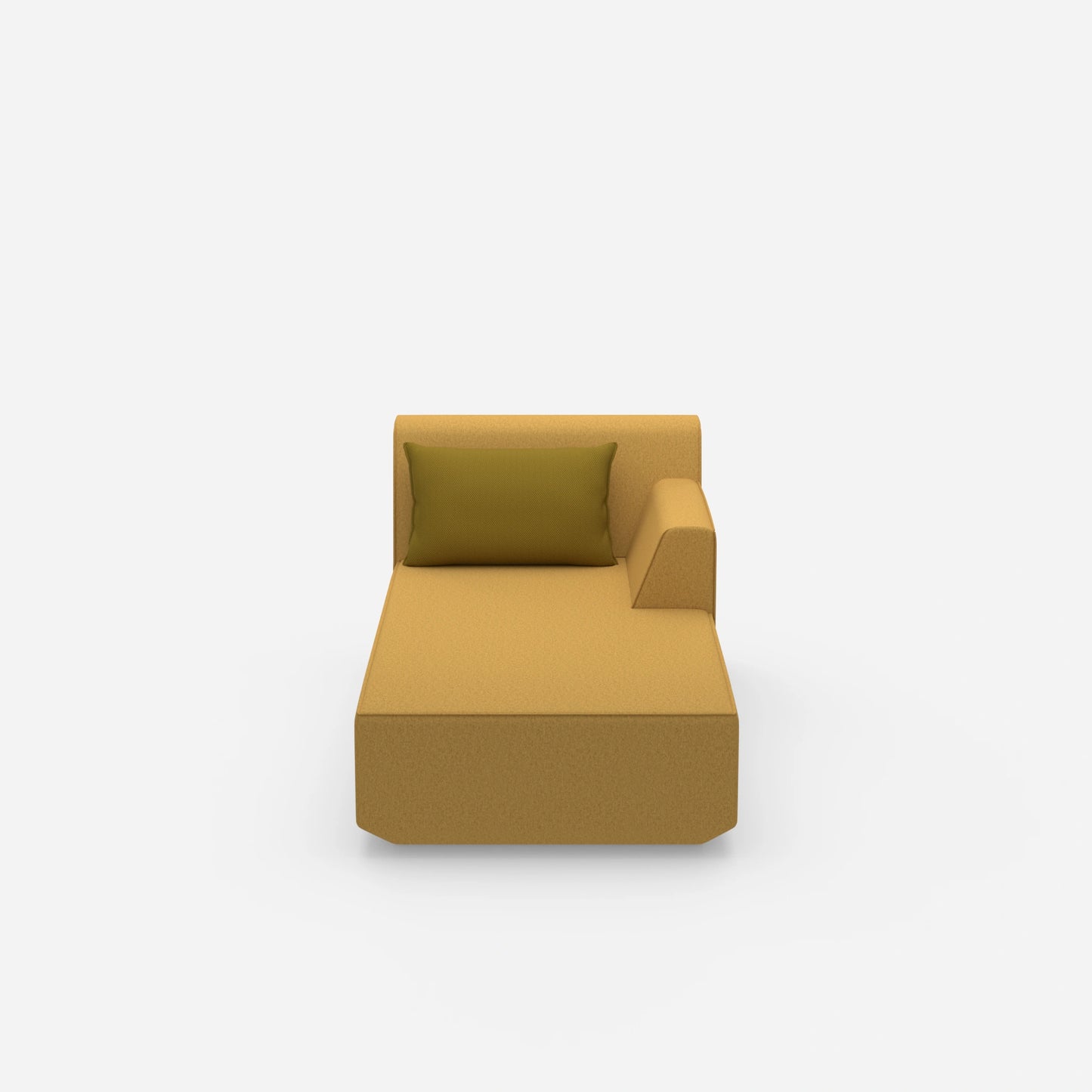 Chaise longue moderna in giallo vista frontale