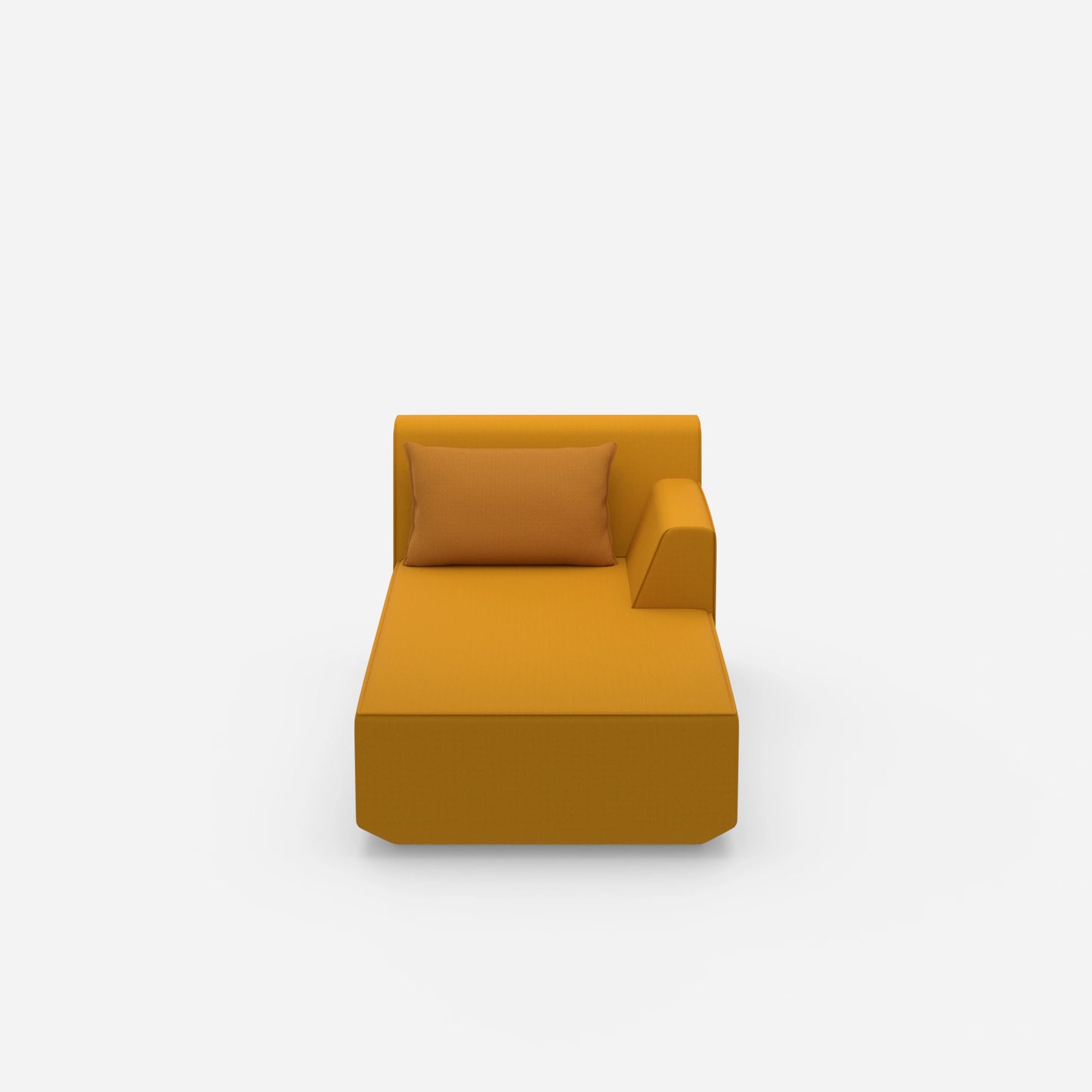 Chaise longue moderna in giallo vista frontale