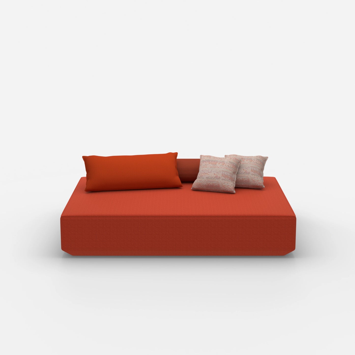 Pouf moderno di grandi dimensioni visto frontalmente