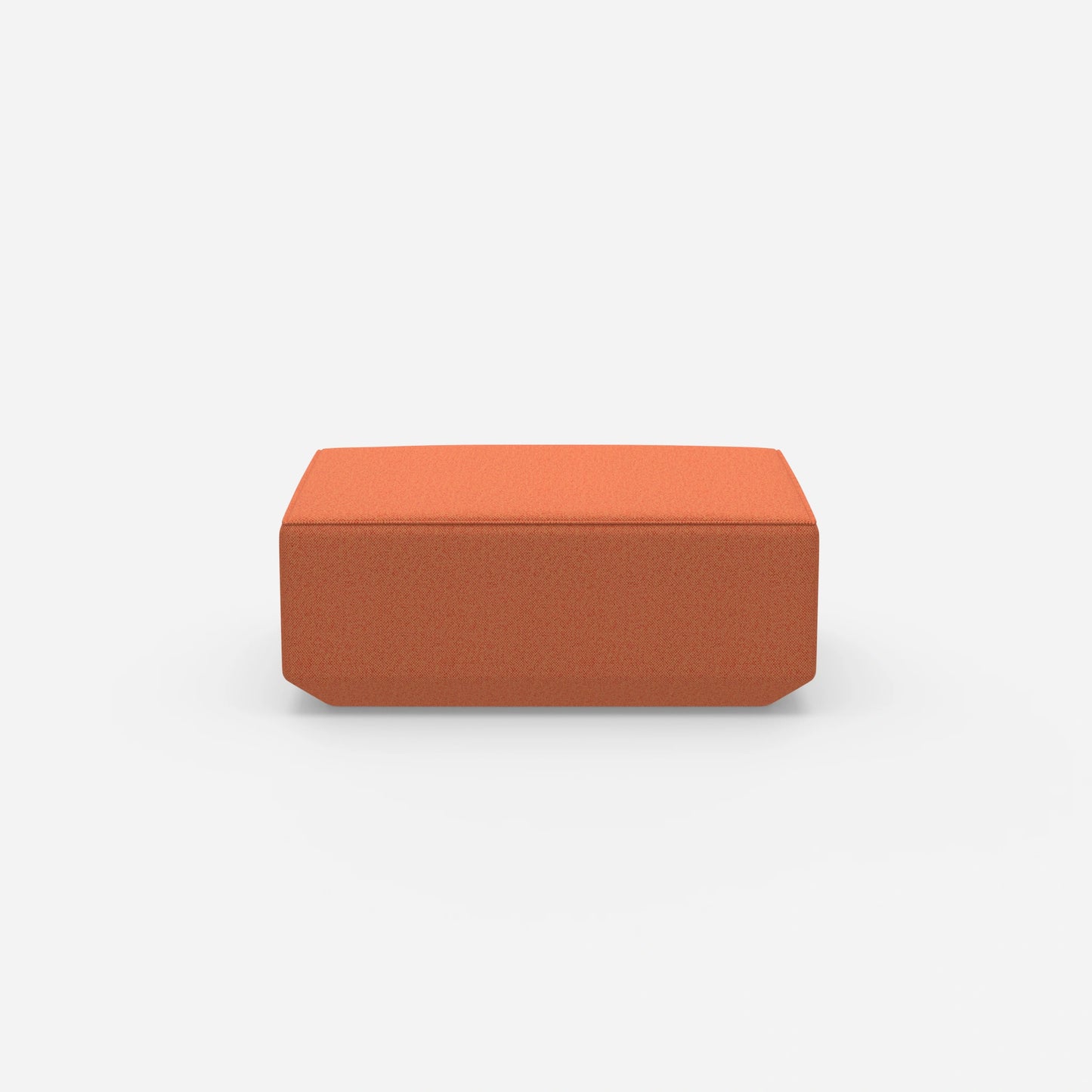 Pouf moderno arancione visto frontalmente