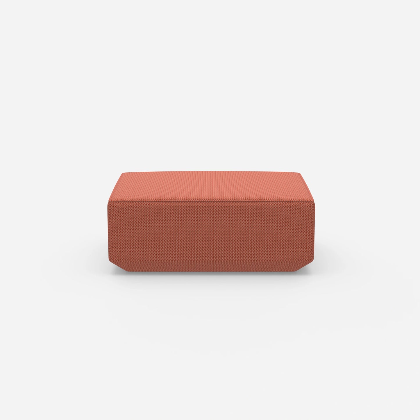 Pouf moderno arancione visto frontalmente