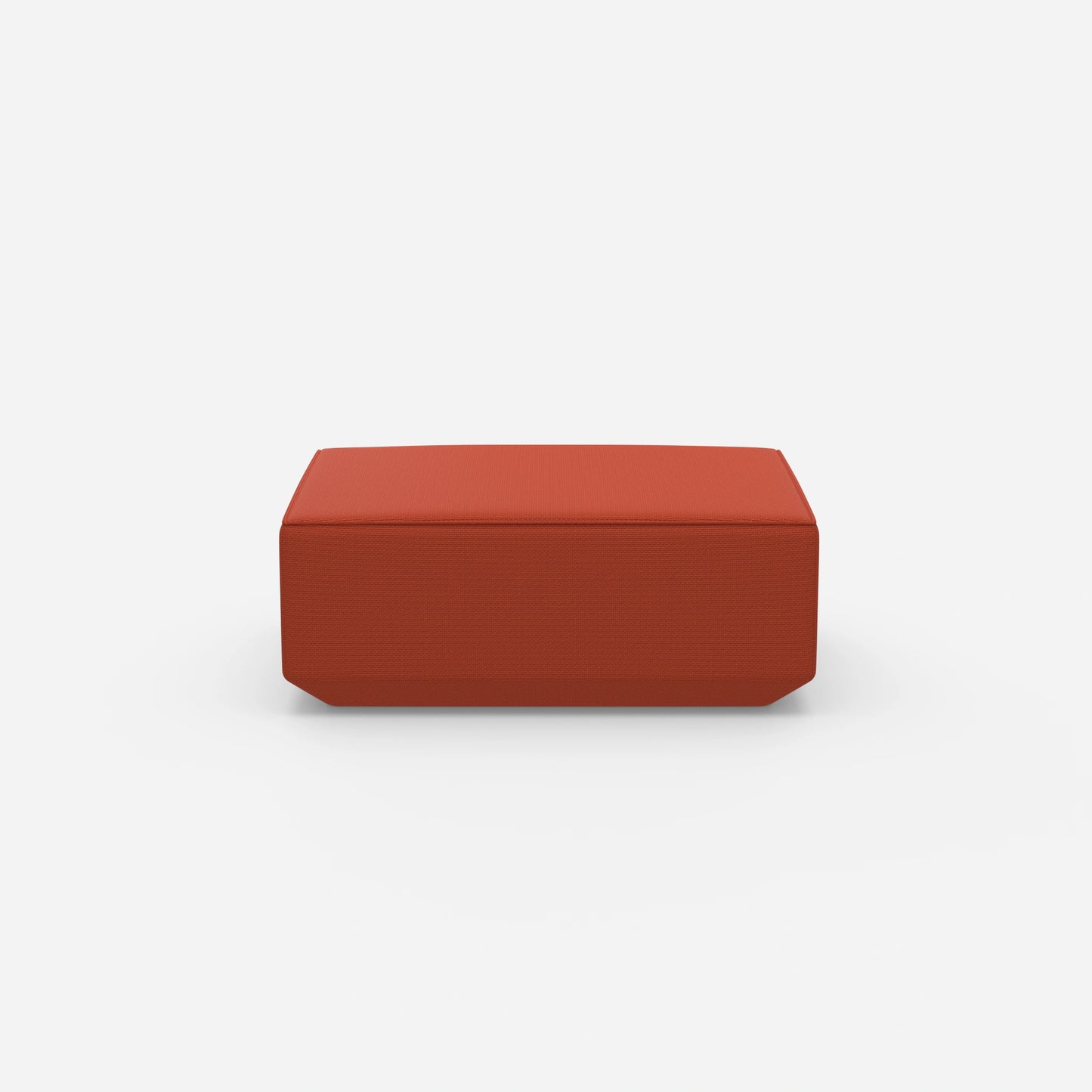 Pouf moderno arancione visto frontalmente