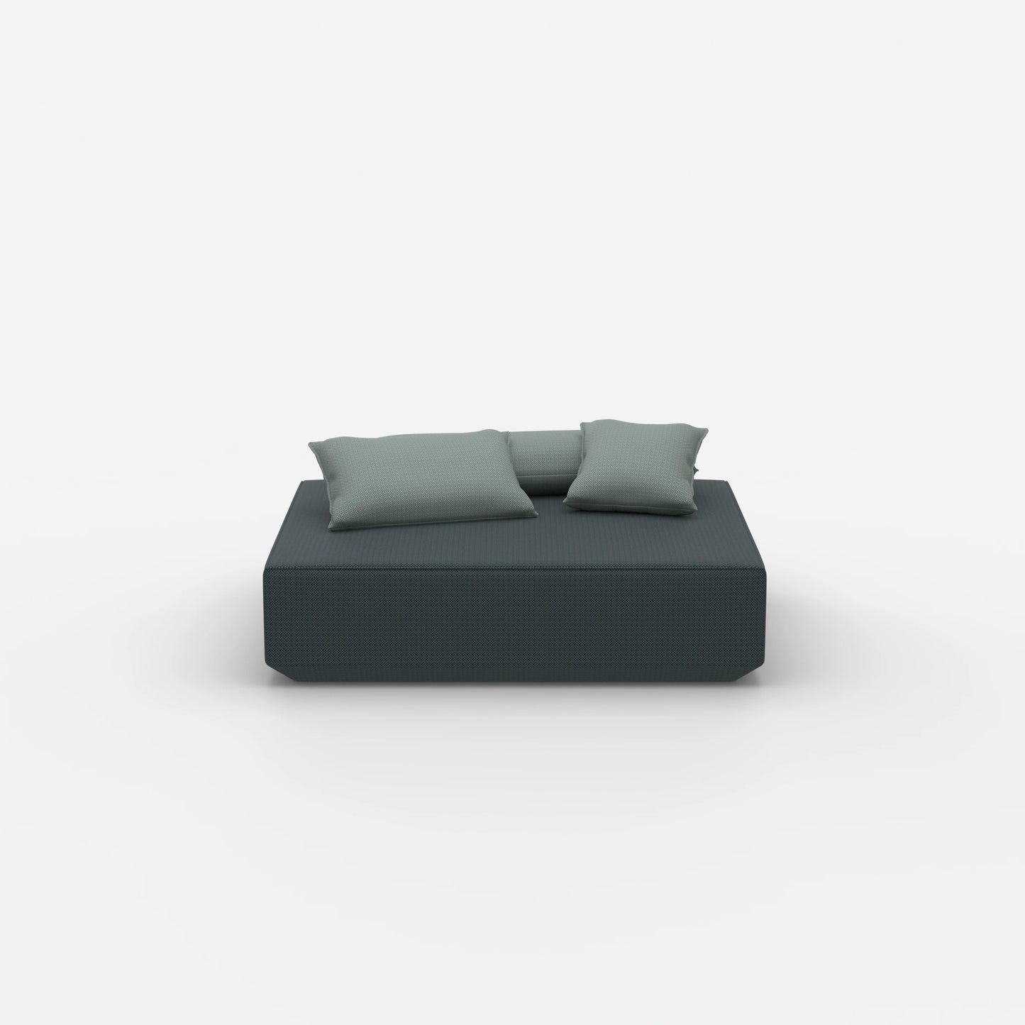 Pouf moderno color petrolio visto frontalmente