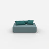 Pouf moderno color petrolio visto frontalmente