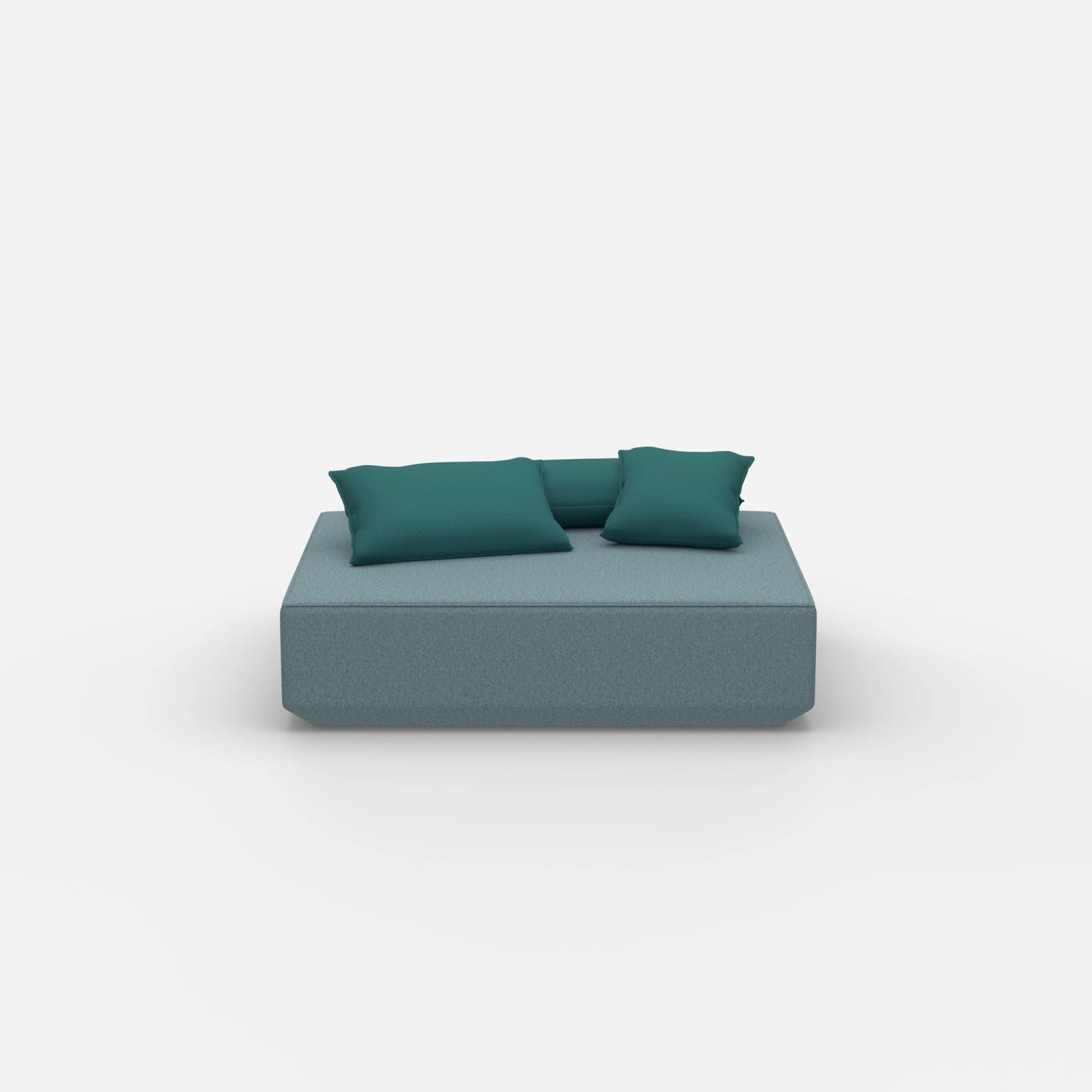 Pouf moderno color petrolio visto frontalmente