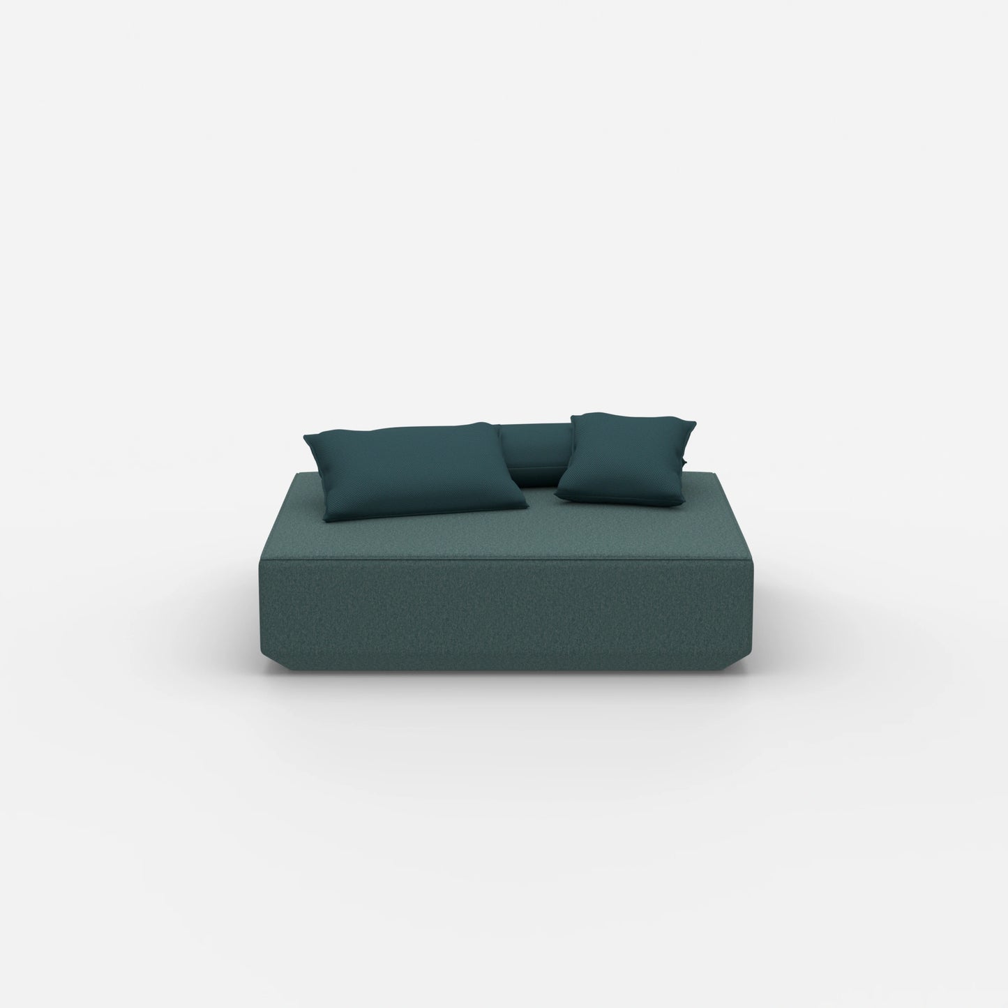Pouf moderno color petrolio visto frontalmente