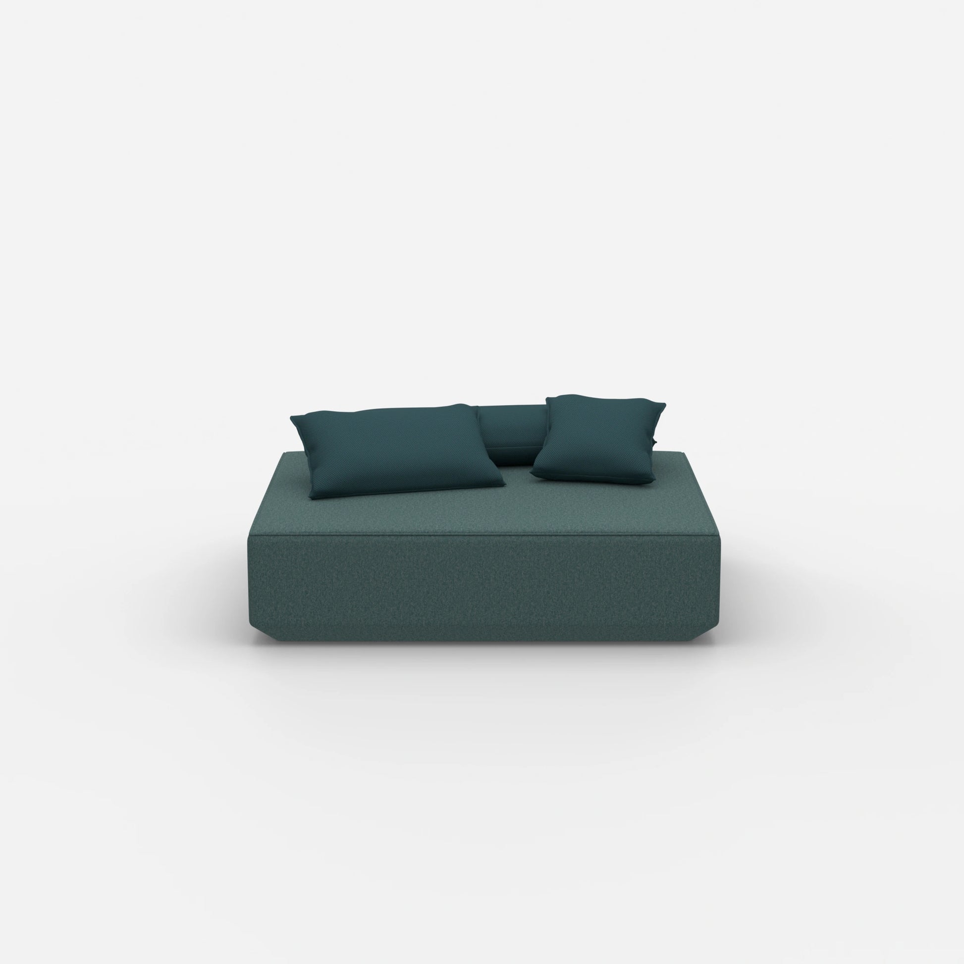 Pouf moderno color petrolio visto frontalmente