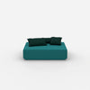 Pouf moderno color petrolio visto frontalmente