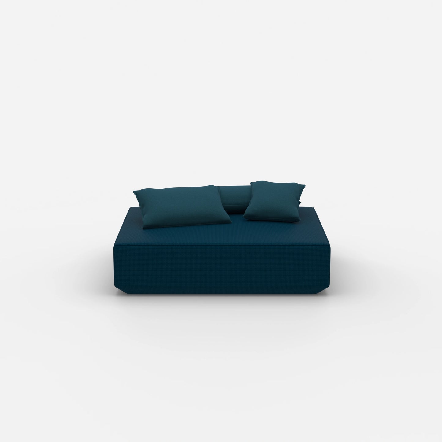 Pouf moderno color petrolio visto frontalmente