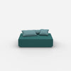 Pouf moderno color petrolio visto frontalmente
