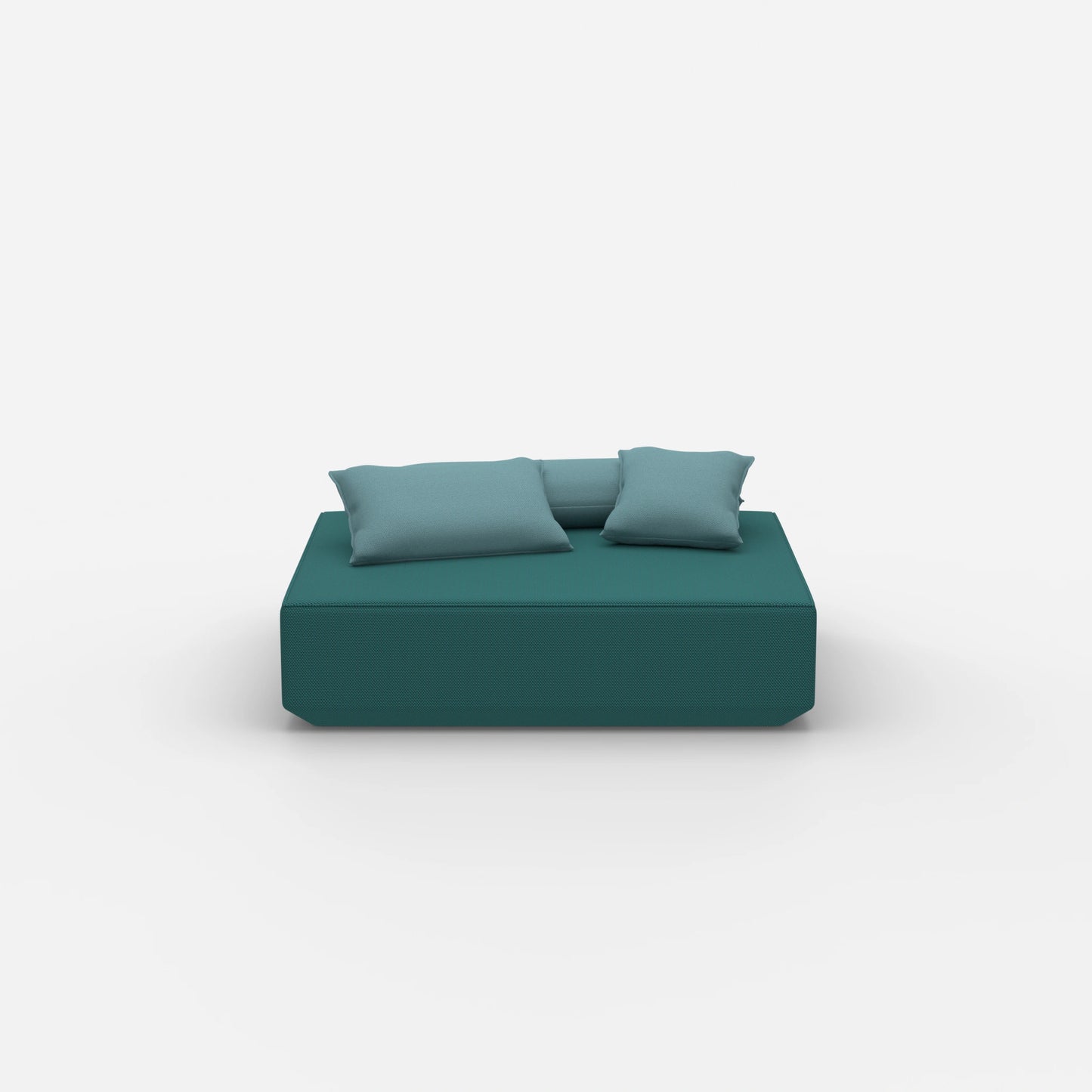 Pouf moderno color petrolio visto frontalmente