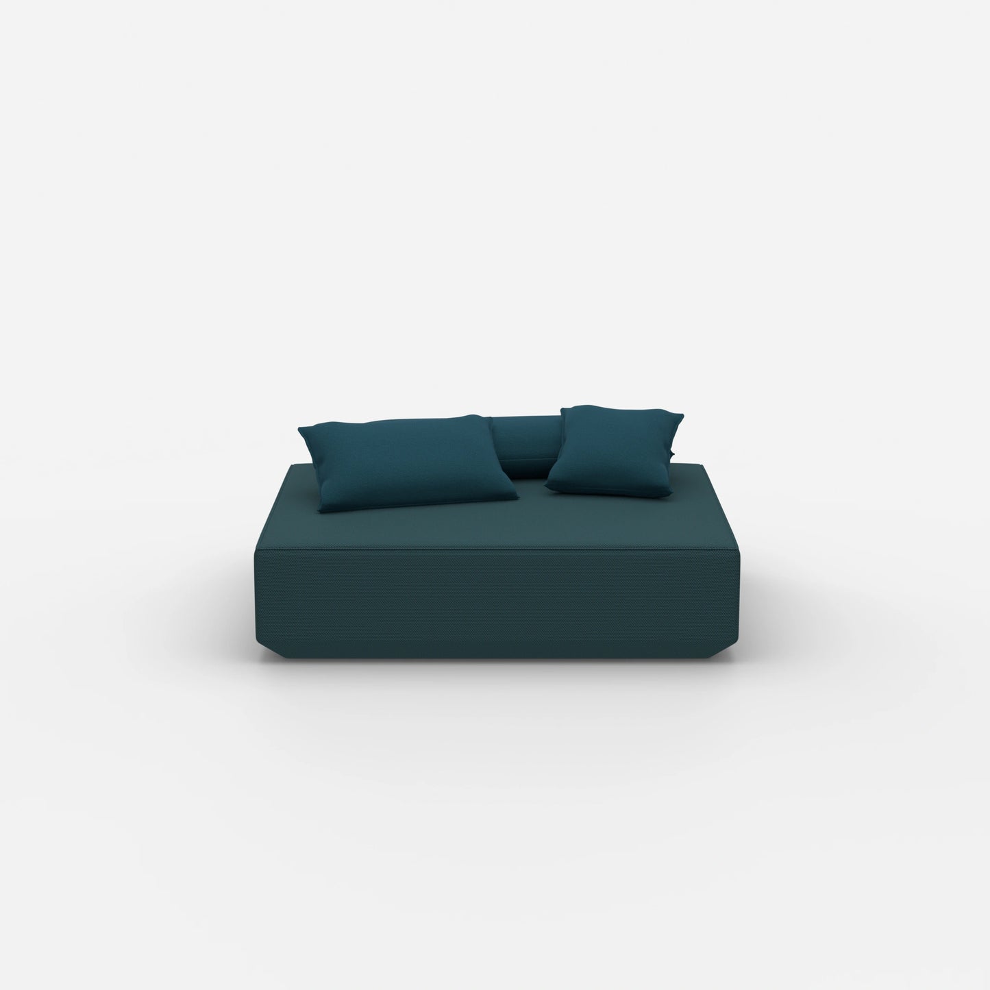 Pouf moderno color petrolio visto frontalmente